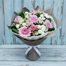 Букет цветов из:  Герберы, Альстромерии и Хризантемы в Елизаветинском