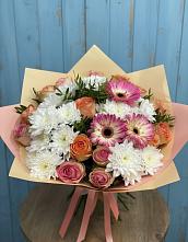 Букет цветов из:  Розы, Герберы и Хризантемы в Елизаветинском