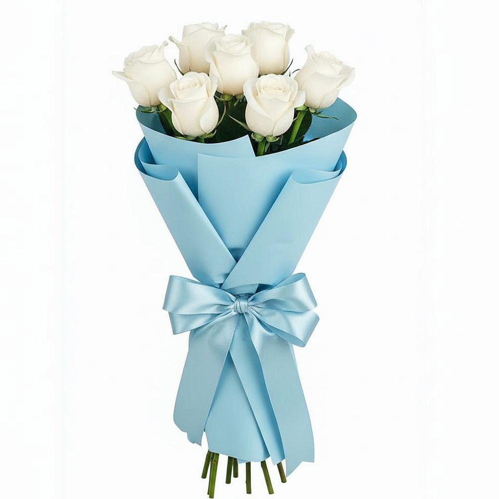 Букет 7 белых роз Проуд в Елизаветинском