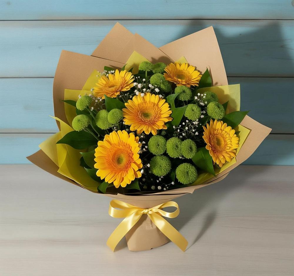 Букет цветов из: Герберы и Хризантемы в Елизаветинском