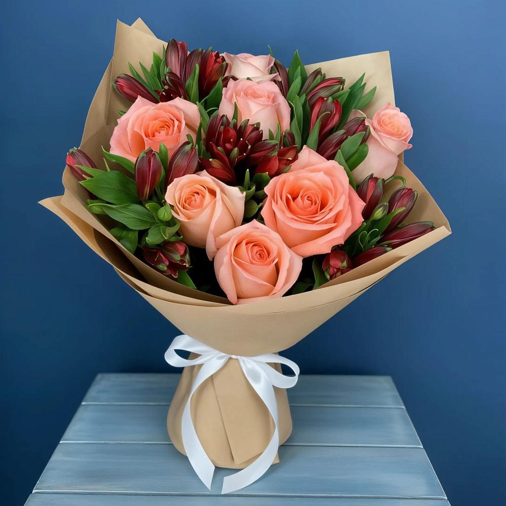 Букет цветов из: Розы и Альстромерии в Елизаветинском