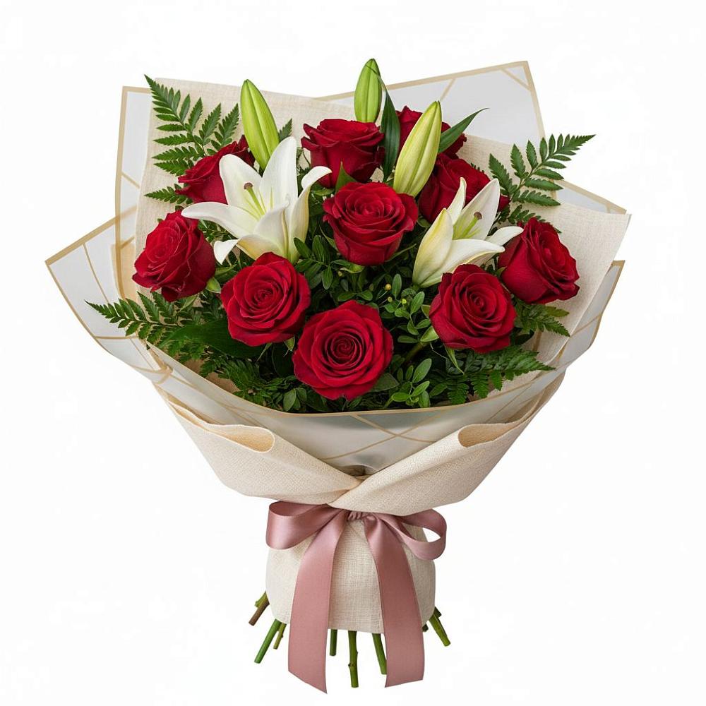 Букет цветов из: Лилии и Розы в Елизаветинском