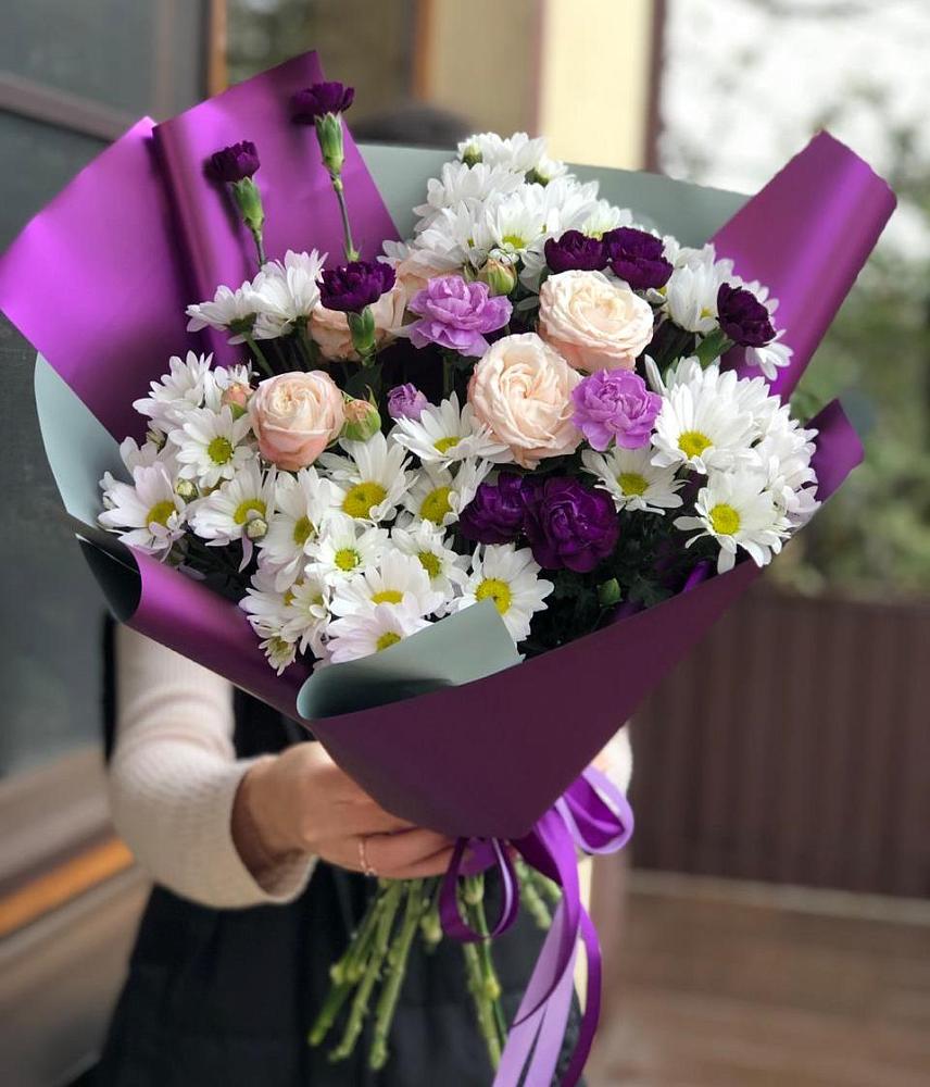 Букет цветов из: Хризантемы, Гвоздики и Розы в Елизаветинском