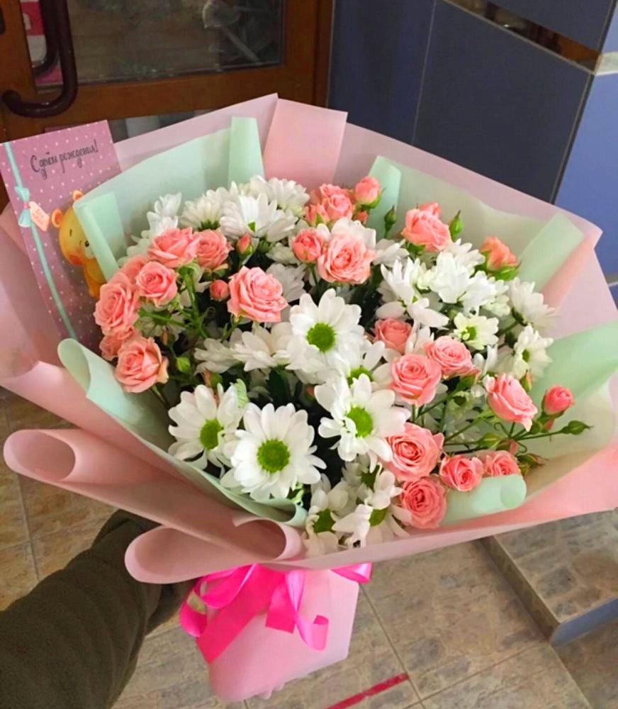 Букет цветов из: Розы и Хризантемы в Елизаветинском