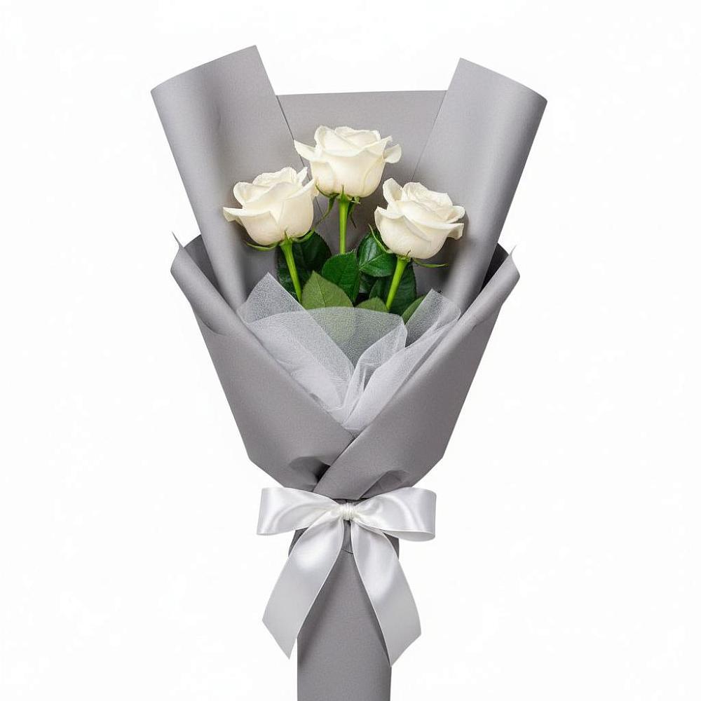 Букет 3 белые розы в Елизаветинском
