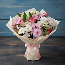 Букет цветов из:  Хризантемы, Альстромерии и Розы в Елизаветинском