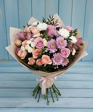 Букет цветов из:  Хризантемы, Розы и Альстромерии в Елизаветинском