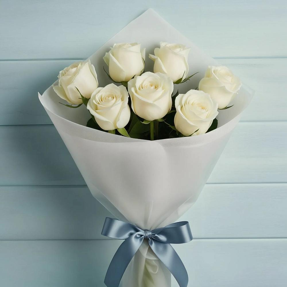 Букет 7 Белых роз Эдлесс Лав в Елизаветинском